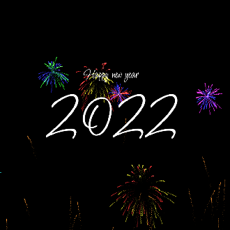 Happy New Year 2022 with fireworks in the background