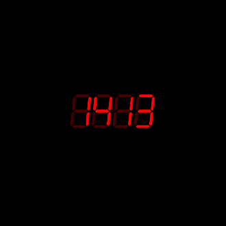 A seven segment display displaying the number 1413 in red