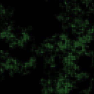A render of a random walk with green dots